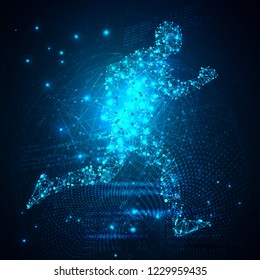 Running Man,Network connection turned into, vector illustration