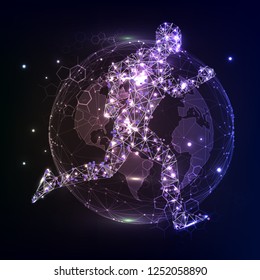 Running Man,Network connection turned into, vector illustration. Futuristic design posters.