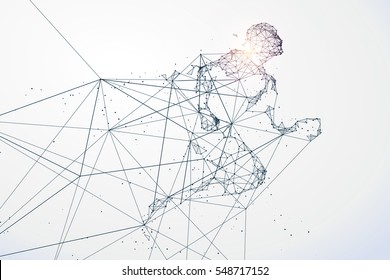 Running Man,Network connection turned into, vector illustration. - Shutterstock ID 548717152