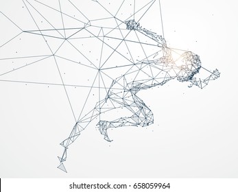 Running Man,Network connection turned into, vector illustration.