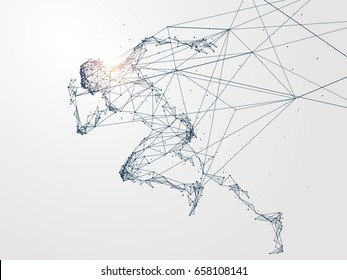 Running Man Network connection turned into  vector illustration 