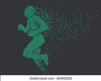 Running Man,vector graphics,composed of mosaic particle.