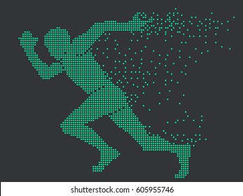 Running Man, Vektorgrafiken, bestehend aus Mosaikteilchen.