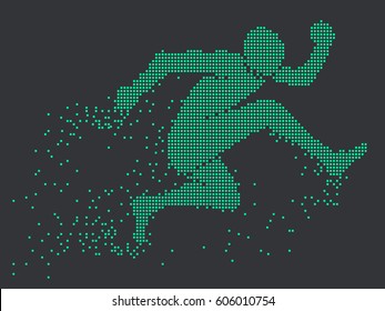 Running Man,vector graphics,composed of mosaic particle.