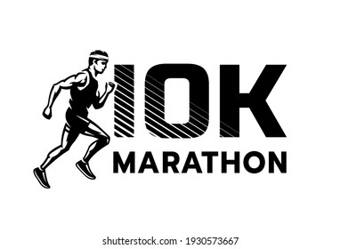 Running marathon, 10 thousand participants. Logo, emblem.