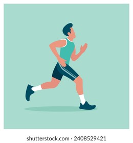 Running marathon cartoon vector illustration. Runner male marathon icon vector