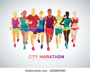 Lauf Marathon, buntes Poster. Vektorgrafik