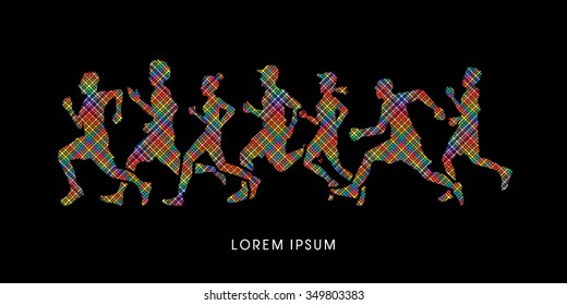 Running Marathon Designed Using Line Colorful Stock Vector (Royalty ...