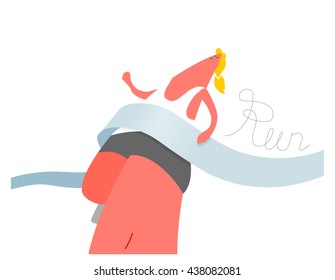 Running marathon. Flat vector illustration.