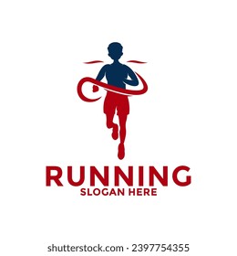 Running and marathon logo design template, Run Club Logo, Abstract People Running logo vector