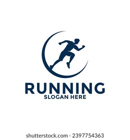 Design-Vorlage für das Running-Logo und das Marathon-Logo, Club-Logo führen, Abstrakte Menschen mit Logo-Vektorgrafik