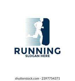 Running and marathon logo design template, Run Club Logo, Abstract People Running logo vector
