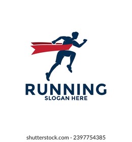 Running and marathon logo design template, Run Club Logo, Abstract People Running logo vector