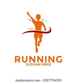 Running and marathon logo design template, Run Club Logo, Abstract People Running logo vector