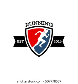 Running, marathon logo design template
