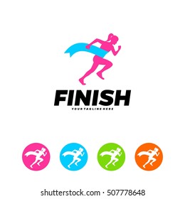 Running, marathon logo design template