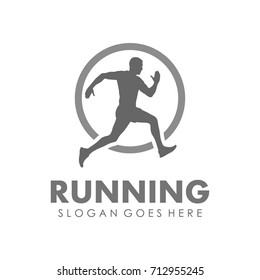 Running and marathon logo design template