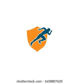 Running and Marathon Logo Vector Design. Running man vector symbol. Sport and competition concept.	