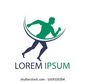Running and Marathon Logo Vector Design. Running man vector symbol. Sport and competition concept. 