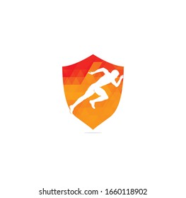 Running and Marathon Logo Vector Design. Running man vector symbol. Sport and competition concept.	