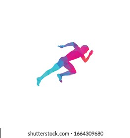 Running and Marathon Logo Vector Design. Running man vector symbol. Sport and competition concept.	