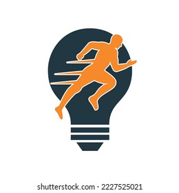 Diseño de vectores con logotipo en ejecución y maratón. Símbolo vectorial del hombre en ejecución.