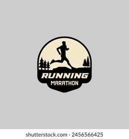 Running marathon logo vector graphic of illustration, ultra marathon, trail run marathon