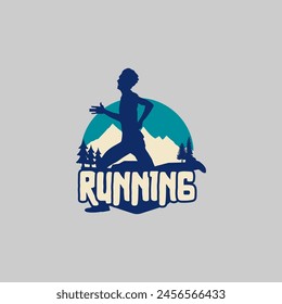 Running marathon logo vector graphic of illustration, ultra marathon, trail run marathon