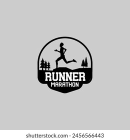 Running marathon logo vector graphic of illustration, ultra marathon, trail run marathon