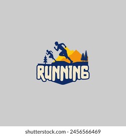 Running marathon logo vector graphic of illustration, ultra marathon, trail run marathon