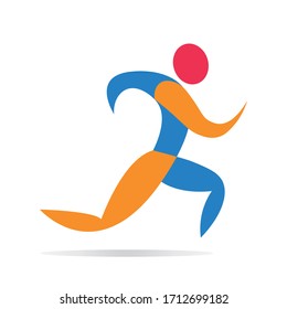 Running marathon people icons and symbols