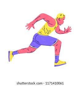 	
Running marathon, people run, colorful poster. Vector illustration