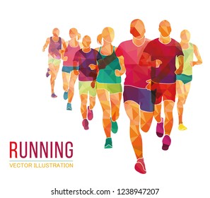 	
Running Marathon, People Run, Colorful Poster. Vector Illustration