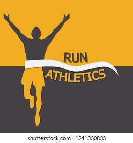 Running marathon, people run, colorful poster. Vector illustration