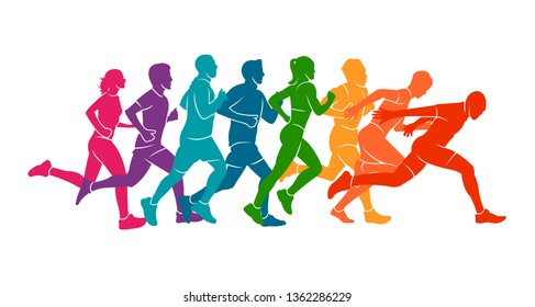 Similar Images, Stock Photos & Vectors of Running marathon, people run ...