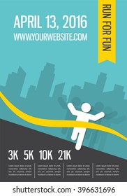 Running Marathon, People Run, Colorful Poster  Design