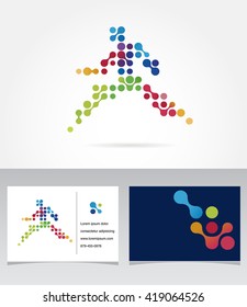 Running marathon, people run, colorful icon