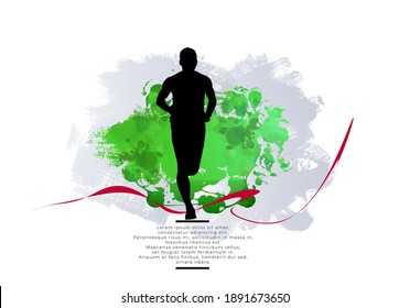 Running marathon, people run, sport background ready for poster or banner vector illustration 