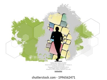 Running marathon, people run, sport background ready for poster or banner vector illustration 