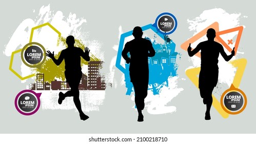 Running marathon, people run, sport background ready for poster or banner vector illustration 