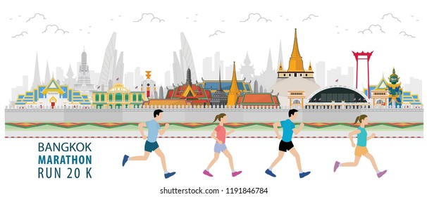 Running marathon, people run, Travel to Thailand, concept Travel to Thailand.