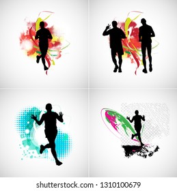 Running marathon, people run - vector illustration
