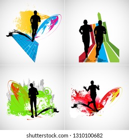 Running marathon, people run - vector illustration