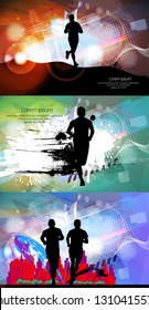 Running marathon, people run - vector illustration