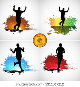 Running marathon, people run - vector illustration