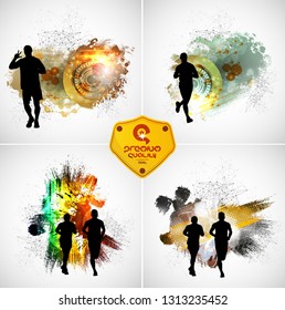 Running marathon, people run - vector illustration