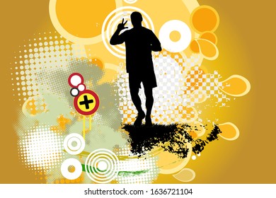 Maratón en marcha, la gente corre - ilustración vectorial