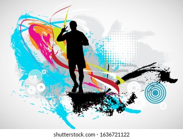 Running marathon, people run - vector illustration