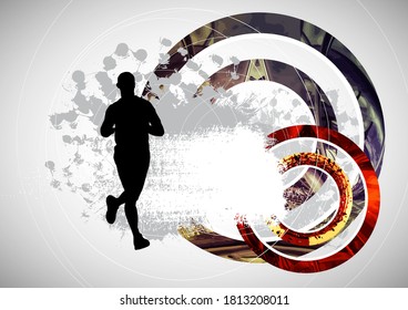 Running marathon, people run - vector illustration