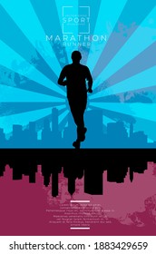 Running marathon, people run - vector illustration